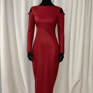 Elegant Red Long Sleeve Dress